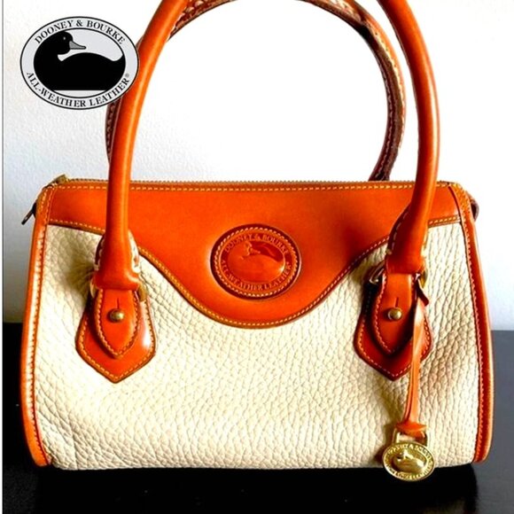 Dooney & Bourke Orange and Cream Leather Bag - Picture 1 of 12